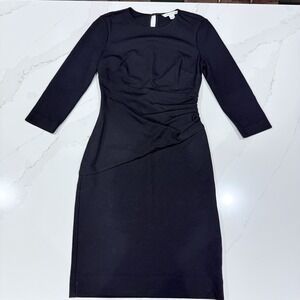 Diane Von‎ Furstenberg Lillian Dress Size 4 Black Faux Wrap Ponte Stretch LBD